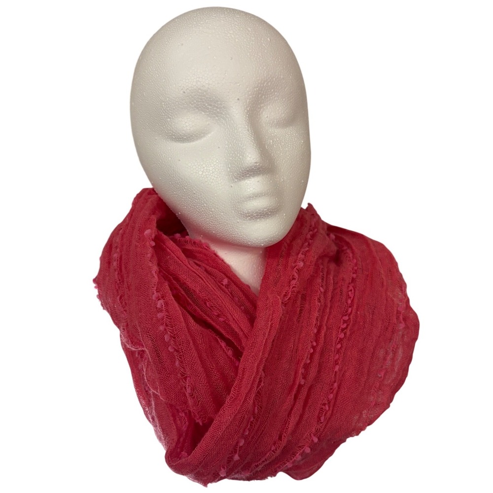 Unbranded Pink Gauze Infinity Scarf Lightweight Textured Loop Berry Magenta